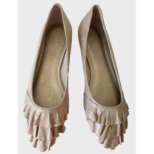 Seychelles Womens Downstage Pointed Toe Ballet Flat Leather Beige Metallic - 10M